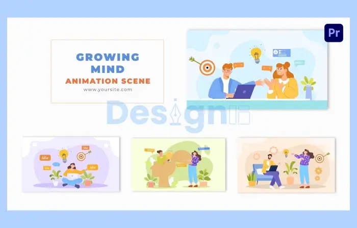 Growing Mind 2D Character Stock Art Animation Scene